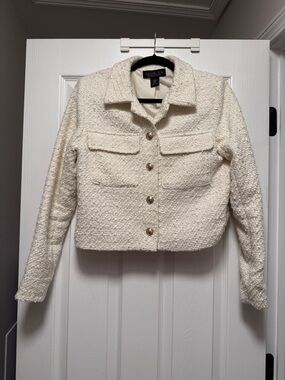 Rachel Zoe Ivory Bouclé Jacket with Gold Buttons